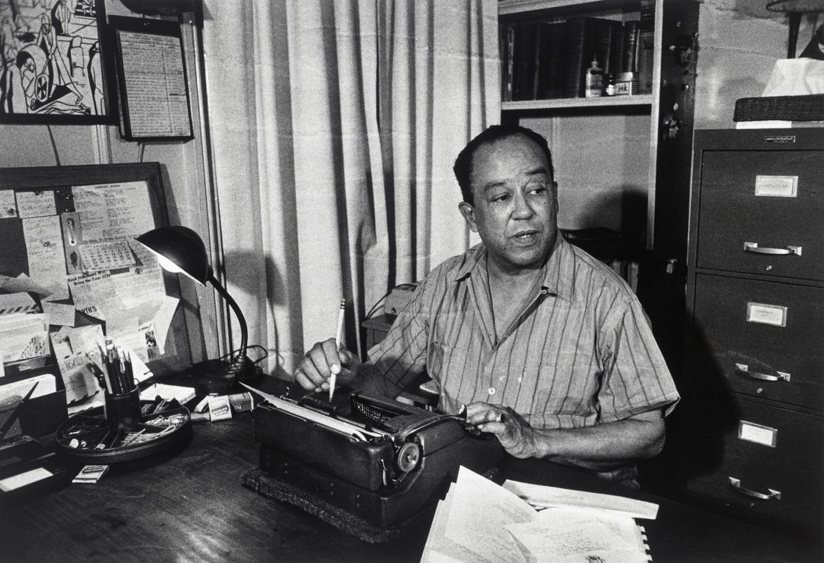 Langston at his typewriter