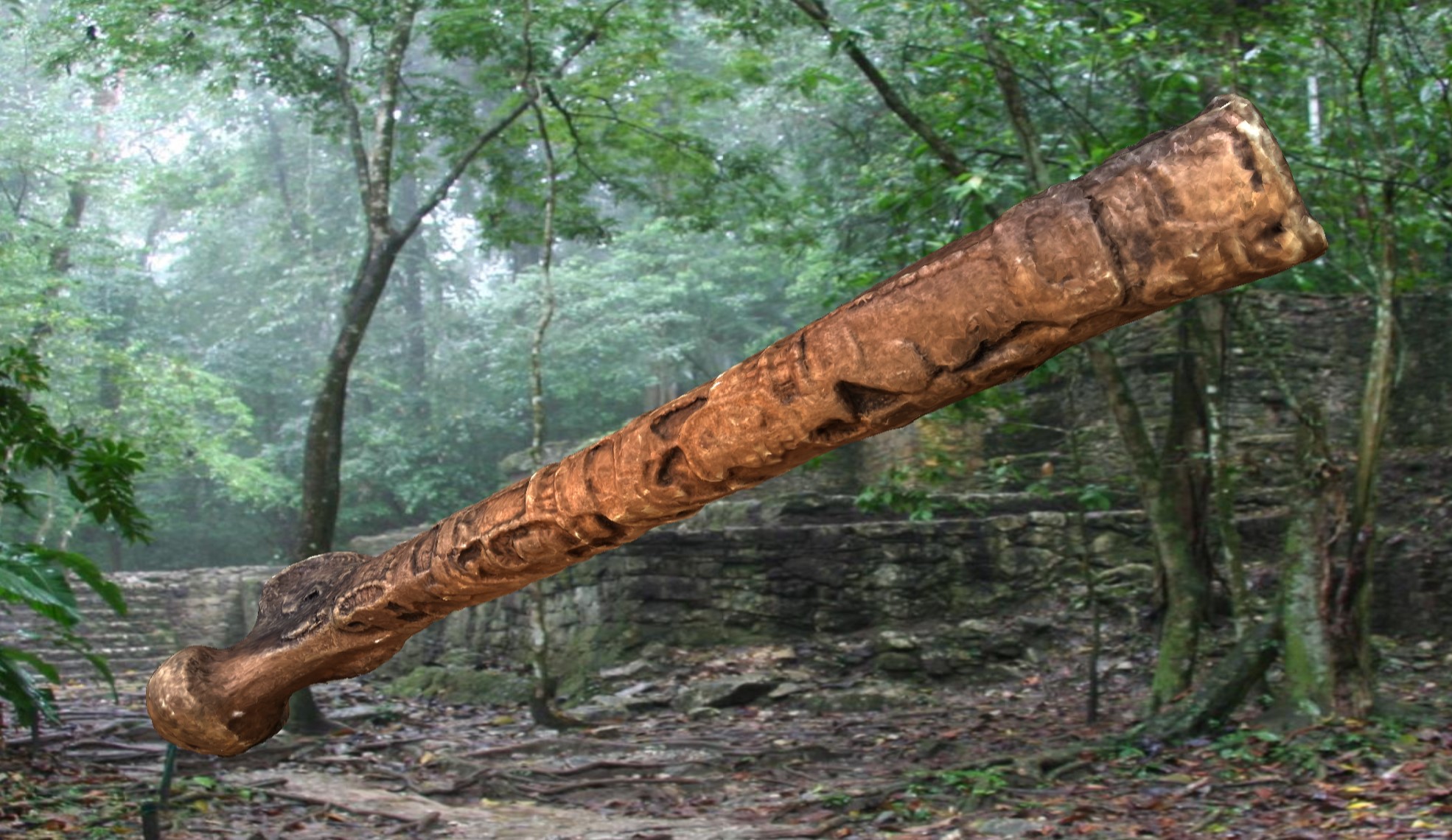 ancient Mayan monkey femur model